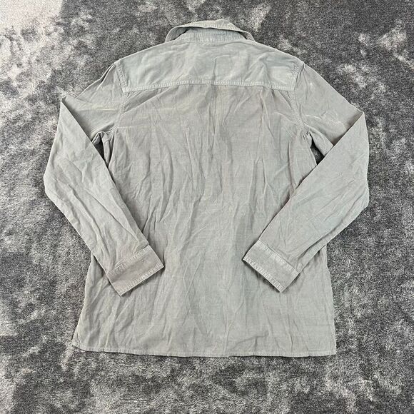 James Perse Corduroy Button Up Shirt Gray Women's 1 Pinwale Pocket $185 NWT - Picture 7 of 9